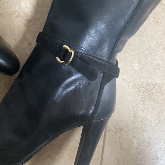 Ivanka Trump Black Leather Knee Boots 4” Zip Up - Picture 3 of 6